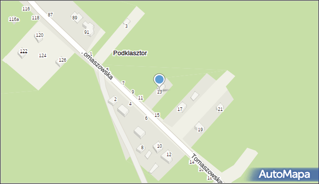 Majdan Wielki, Tomaszowska, 13, mapa Majdan Wielki