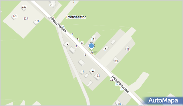 Majdan Wielki, Tomaszowska, 15, mapa Majdan Wielki