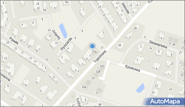 Mierzyn, Topolowa, 9, mapa Mierzyn