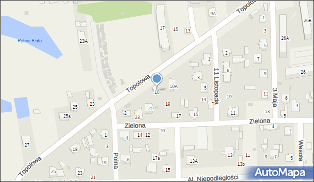 Milejów-Osada, Topolowa, 10, mapa Milejów-Osada