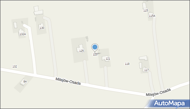 Milejów-Osada, Topolowa, 123, mapa Milejów-Osada