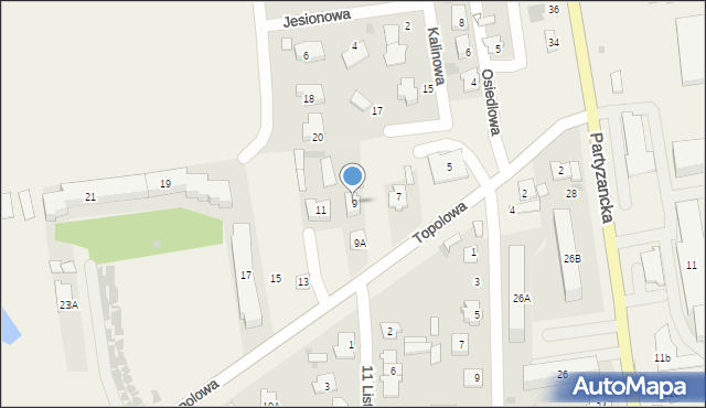 Milejów-Osada, Topolowa, 9, mapa Milejów-Osada