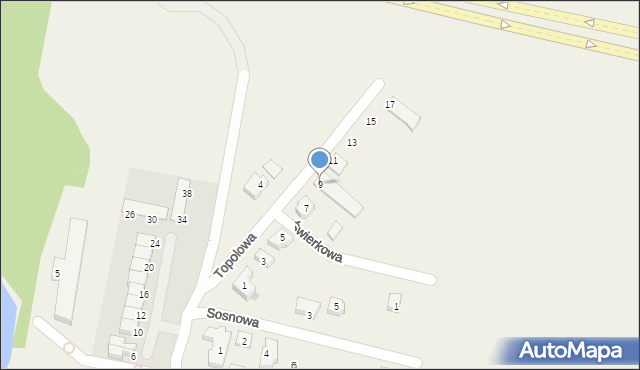 Mirków, Topolowa, 9, mapa Mirków