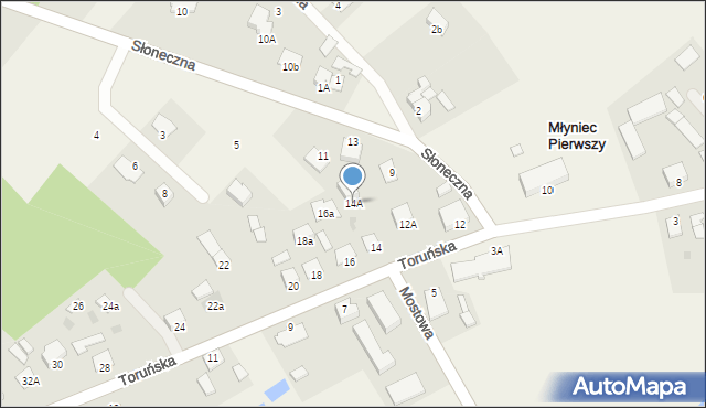 Młyniec Pierwszy, Toruńska, 14A, mapa Młyniec Pierwszy