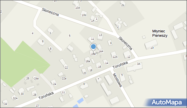 Młyniec Pierwszy, Toruńska, 16a, mapa Młyniec Pierwszy