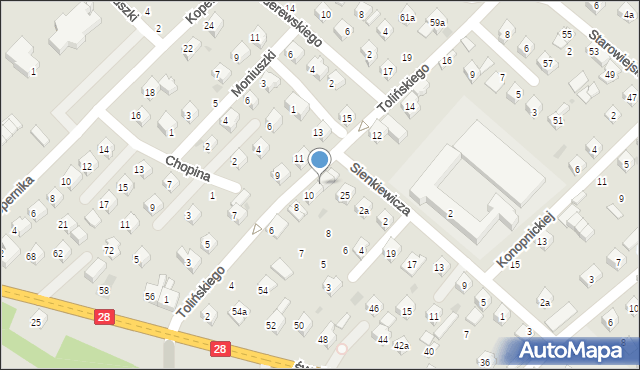 Mszana Dolna, Tolińskiego Juliana, 10a, mapa Mszana Dolna