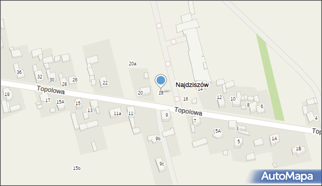 Najdziszów, Topolowa, 18, mapa Najdziszów