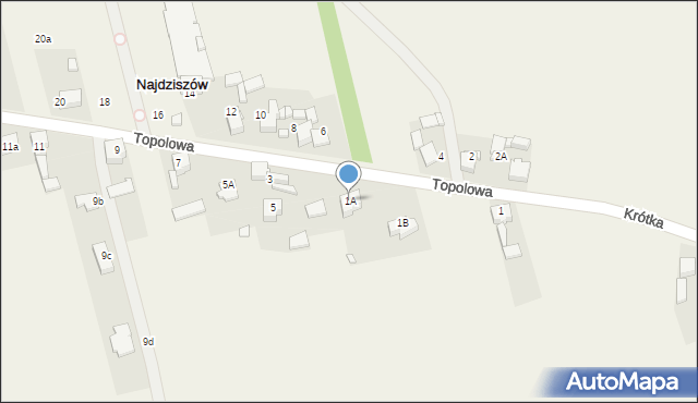 Najdziszów, Topolowa, 1A, mapa Najdziszów