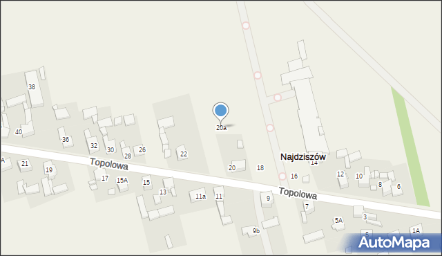 Najdziszów, Topolowa, 20a, mapa Najdziszów