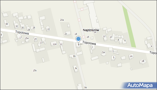 Najdziszów, Topolowa, 9, mapa Najdziszów