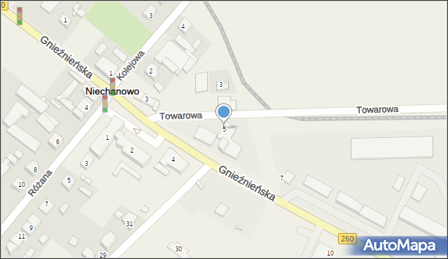 Niechanowo, Towarowa, 5, mapa Niechanowo