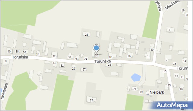 Nielbark, Toruńska, 20, mapa Nielbark