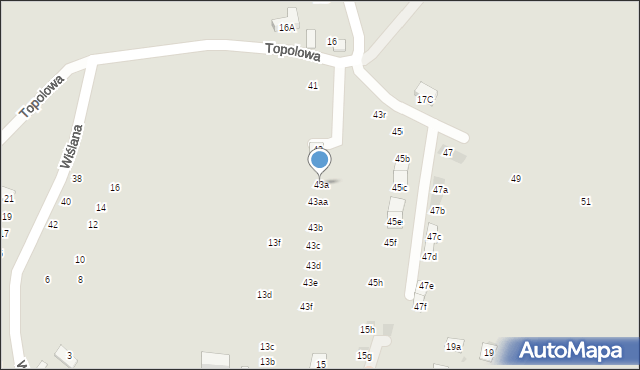 Niepołomice, Topolowa, 43a, mapa Niepołomice