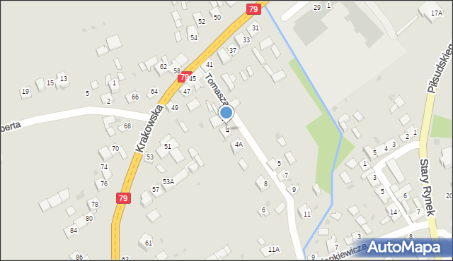 Nowe Brzesko, Tomasza, 4, mapa Nowe Brzesko