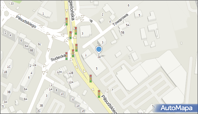 Nysa, Towarowa, 1a, mapa Nysy