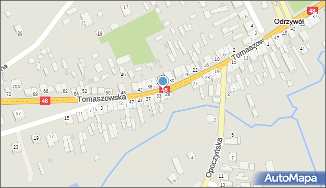 Odrzywół, Tomaszowska, 31, mapa Odrzywół