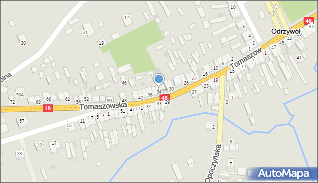 Odrzywół, Tomaszowska, 34, mapa Odrzywół