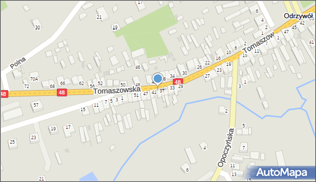Odrzywół, Tomaszowska, 39, mapa Odrzywół