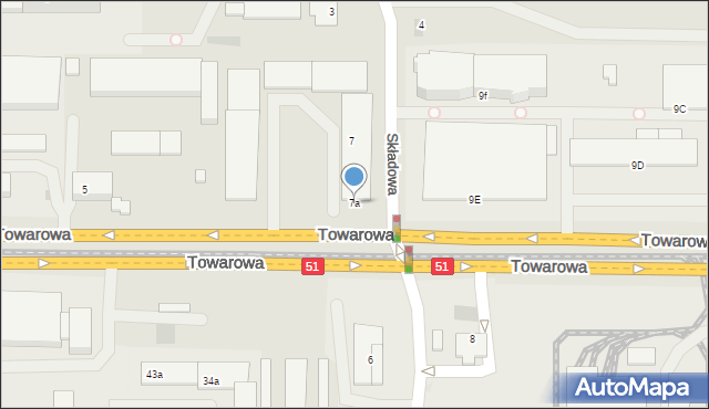 Olsztyn, Towarowa, 7a, mapa Olsztyna