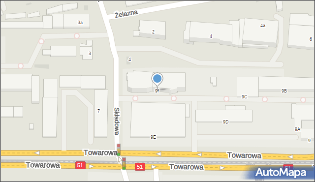 Olsztyn, Towarowa, 9f, mapa Olsztyna