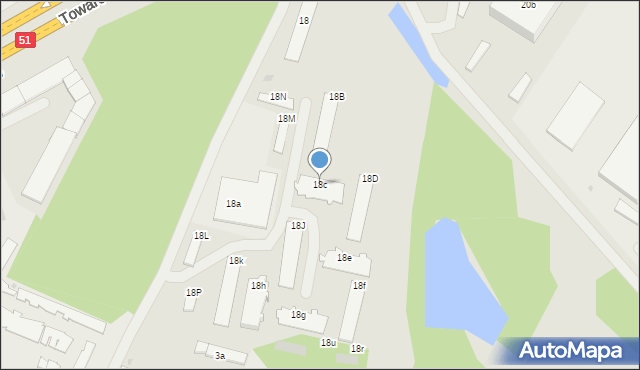 Olsztyn, Towarowa, 18c, mapa Olsztyna