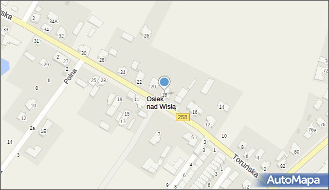 Osiek nad Wisłą, Toruńska, 18, mapa Osiek nad Wisłą
