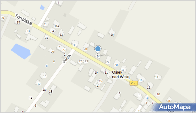 Osiek nad Wisłą, Toruńska, 24, mapa Osiek nad Wisłą
