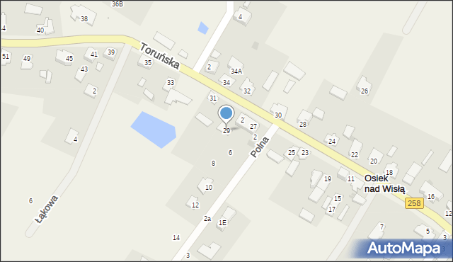 Osiek nad Wisłą, Toruńska, 29, mapa Osiek nad Wisłą