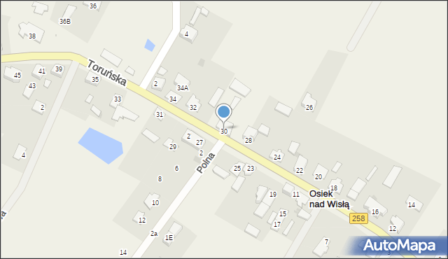 Osiek nad Wisłą, Toruńska, 30, mapa Osiek nad Wisłą