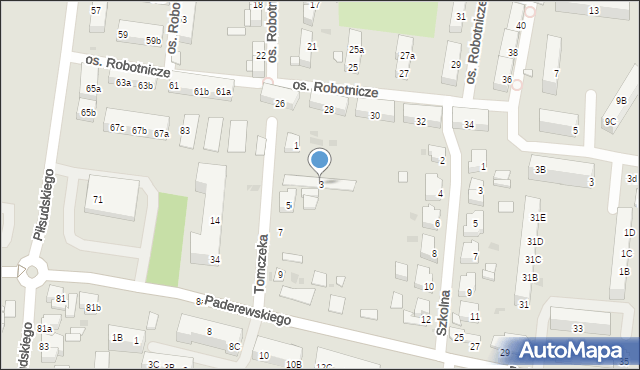 Ostrów Wielkopolski, Tomczeka Klemensa, 3, mapa Ostrów Wielkopolski