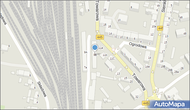 Ostrów Wielkopolski, Towarowa, 9B, mapa Ostrów Wielkopolski