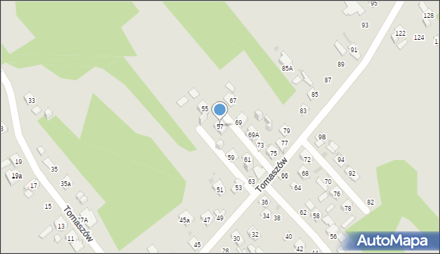 Ostrowiec Świętokrzyski, Tomaszów, 57, mapa Ostrowiec Świętokrzyski
