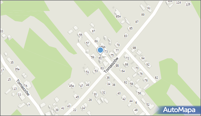 Ostrowiec Świętokrzyski, Tomaszów, 61, mapa Ostrowiec Świętokrzyski