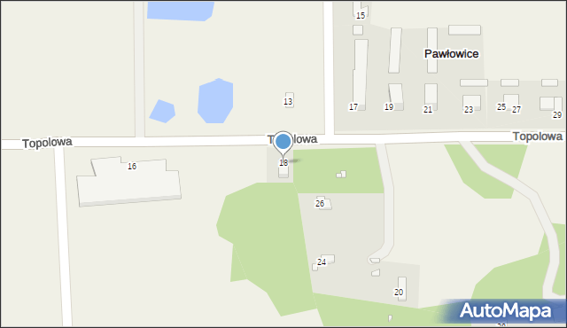 Pawłowice, Topolowa, 18, mapa Pawłowice