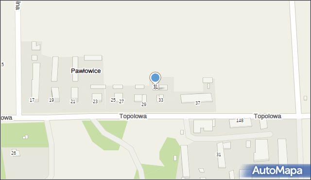 Pawłowice, Topolowa, 31a, mapa Pawłowice