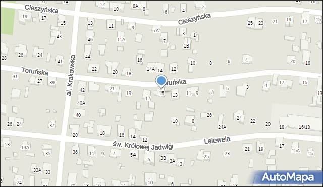 Piastów, Toruńska, 15, mapa Piastów