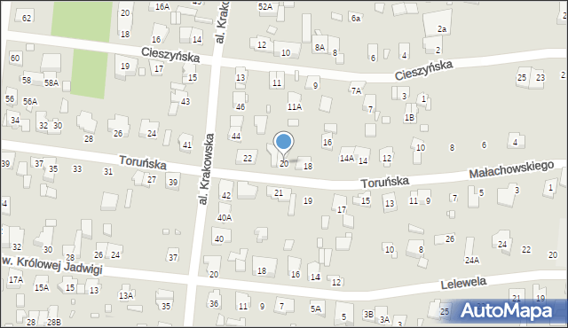Piastów, Toruńska, 20, mapa Piastów
