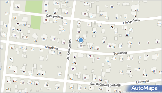 Piastów, Toruńska, 22, mapa Piastów