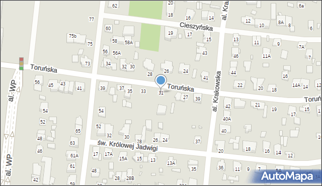 Piastów, Toruńska, 31, mapa Piastów