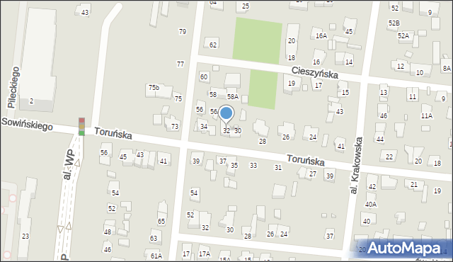 Piastów, Toruńska, 32, mapa Piastów