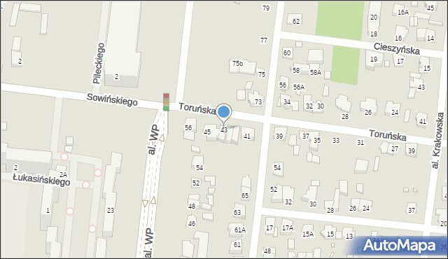 Piastów, Toruńska, 43, mapa Piastów