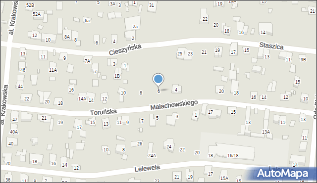 Piastów, Toruńska, 6, mapa Piastów