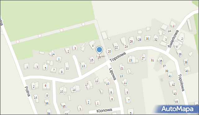Piecki, Topolowa, 19, mapa Piecki