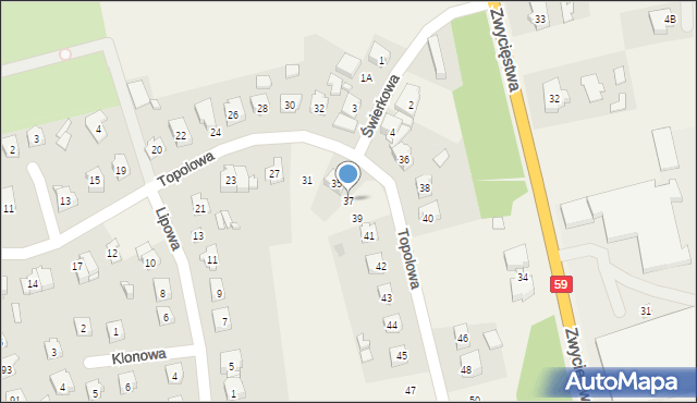 Piecki, Topolowa, 37, mapa Piecki