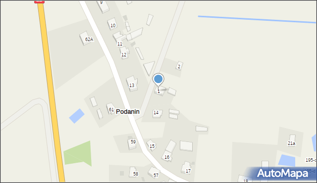 Podanin, Topolowa, 1, mapa Podanin
