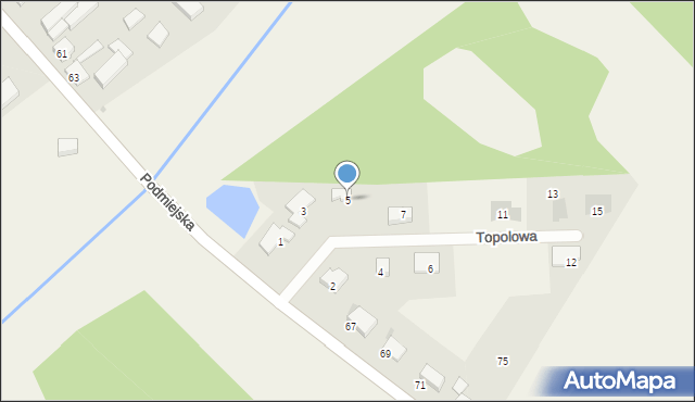 Podańsko, Topolowa, 5, mapa Podańsko