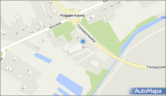 Podgajek, Tomaszowska, 17, mapa Podgajek