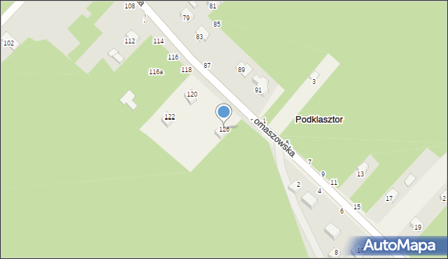 Podklasztor, Tomaszowska, 126, mapa Podklasztor