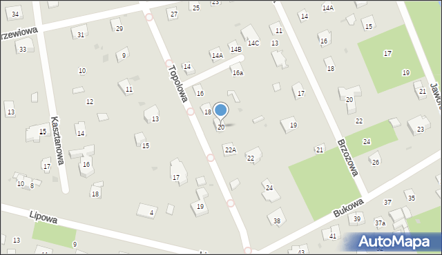 Podkowa Leśna, Topolowa, 20, mapa Podkowa Leśna