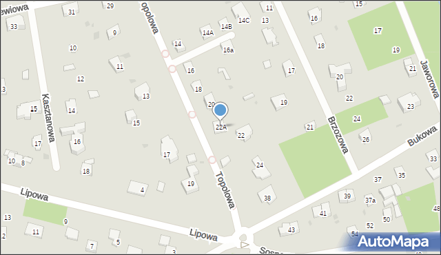 Podkowa Leśna, Topolowa, 22A, mapa Podkowa Leśna